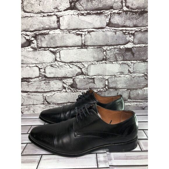 AQUILA Italian made Black Leather Cap Toe Dress Lace Up Shoes Men Sz 41EU/8M US - Picture 15 of 16